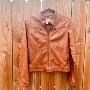 Maralyn & Me Faux Leather Moto Jacket Brown M